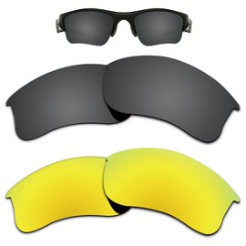 Kygear 12MM Glare Proof Replacement Lenses Fits for Oakley Flak Jacket XLJ Sunglass Polarized Pack of 2