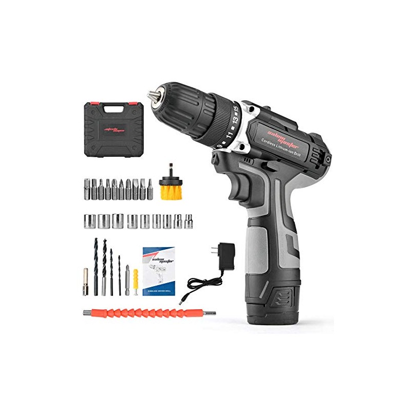 SALEM MASTER Cordless Power Drill, 12V Power Drill 30Nm, 3/8”