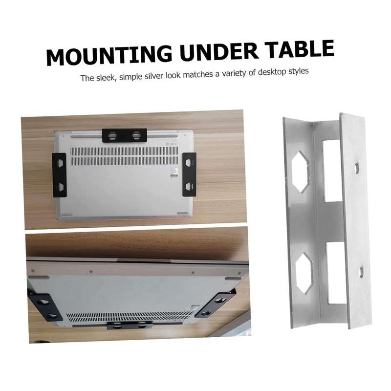 SHOWERORO 3Pcs Under Desk Laptop Holder Metal Mount Bracket for