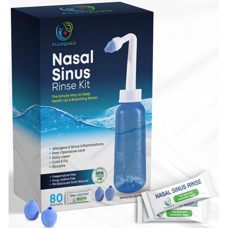 80 Packets Nasal Wash Salt,Neti Pot 300 ml, Sinus Rinse