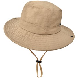 Outdoor Kids Sun Hat UPF 50+ Quick Dry Foldable Bucket Hat Lightweight Adjustable Fishing Safari Hat for Girls and Boys Khaki