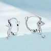 Thin Small Cute Cat Huggie Hoop Earrings 925 Sterling Silver