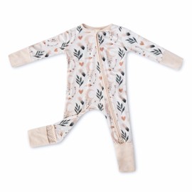 ITSY BITSY BOUTIQUE Viscose from Bamboo Baby Pajamas - Zipper Baby Onesie - Footie Longsleeve - Footed - Grow with Me - Soft, Breathable Baby Pyjamas (US, Age, 6-12 Months, Moonlit Meadow)