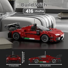 Mould King 27087 Technik Speed Champion Clamping Blocks Car Super Sports Car Building Blocks Set Racing Car F296 GT3 with Acrylic Display Case Gifts for 8+ Children and Adults (416 Pieces)