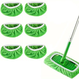 XINSHEYE Mop Floor Mop Replacement Cloth for Wet & Dry Use, Universal Replacement Pad, Removable, 10.0 x 4.5 inches (25.4 x 11.5 cm) (Green), Pack of 6