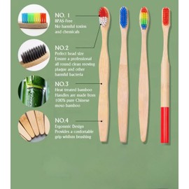 Bamboo Toothbrushes 5 Pack – Eco-Friendly Wooden Toothbrushes with BPA-Free Soft Bristles, Individually Wrapped, Biodegradable Packaging, Natural Zero Waste Oral Care, Mixed Colors