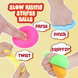 Slow Rising Stress Balls 24 Pack: Anxiety Relief Fidget Toys for Kids & Adults Autism - Hand Therapy Squeeze Sensory Balls for Students, Classroom, Office