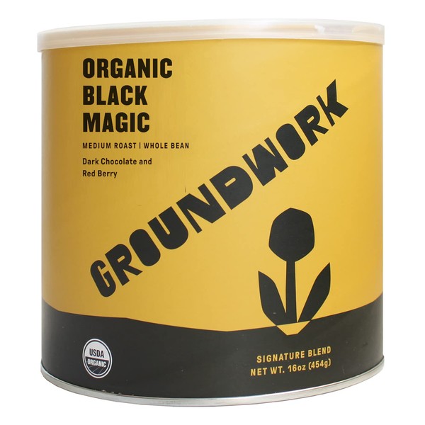 Groundwork Coffee, Organic Black Magic Espresso, Whole Bean, 16-Ounce Cans (Pack of 2)