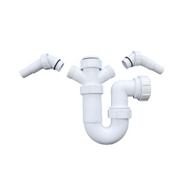 Premium Sink Swivel P Trap with Twin 135 Degree Nozzles 40mm (1.1/4"), Complete with 75mm Water Seal, Compliant with BS EN 247-1:2002 Standard