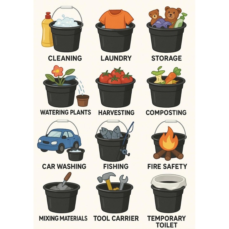 Multi Purpose Plastic Bucket with a Handle, 9-qt. House Cleaning,