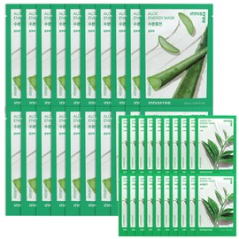 Innisfree Energy Mask Aloe 20 sheets + Green Tea 20 sheets free / 이니스프리 에너지 마스크 알로에 20매+그린티20매 증정