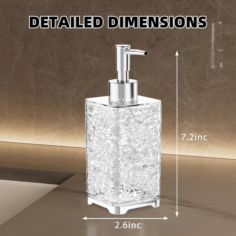13.5 Oz Translucent White Plastic Soap Dispenser with Rust-Proof Pump,