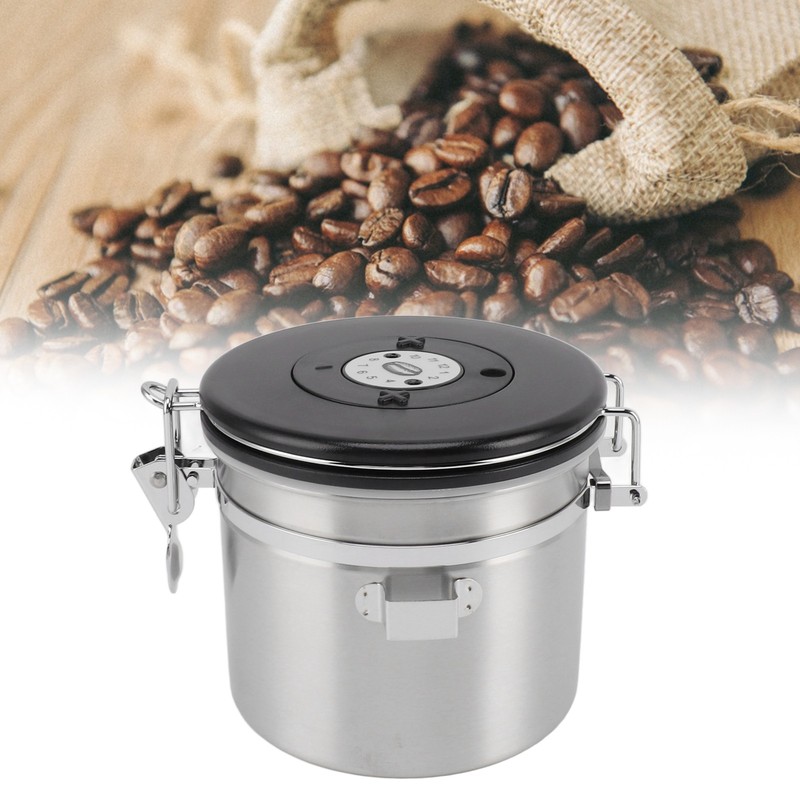 Airtight Coffee Canister 1.2L 304 Stainless Steel Coffee Bean Storage