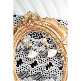 FREE ANGEL Fan Shape Earrings, Natural Freshwater Pearl, Natural Saltwater Shells, Gold Plated, 3A Zircon Stone, Jewelry, Independent Designer, Elegance, Cute, Fashion, Trend, Refinement, Graduation,