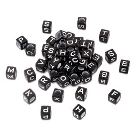 About 338pcs Acrylic Beads Square A-Z Letter Beads Cube Initial Alphabet Beads Letter Pattern Loose Spacer Beads Charms for DIY Necklace Bracelet Jewelry Making (Black)