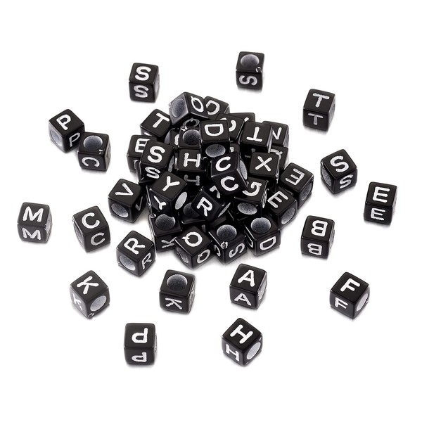 About 338pcs Acrylic Beads Square A-Z Letter Beads Cube Initial