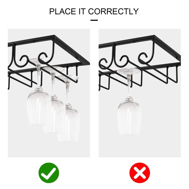 MOCOUM Under Cabinet Glass Rack, Stemware Hanger - 3 Rows