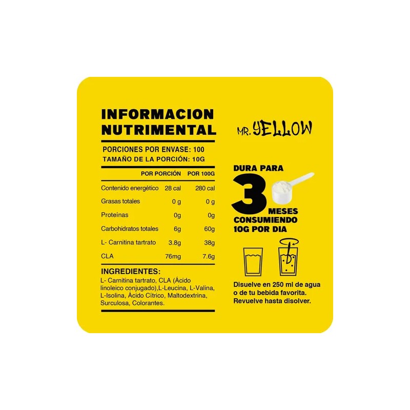 Mr. Yellow Cla Carnitina 1kg 100 Servs