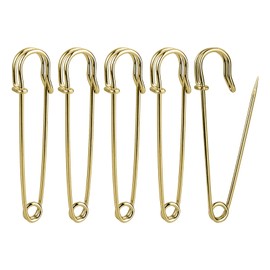 5 Pcs Gold Safety Pins, 2 Inch Large Safety Pins Heavy Duty Safety Pin for Costumes Blankets Crafts