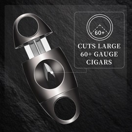 Cigar Cutter V Cut Cigar Scissors with Stainless Steel Blade, Sharp Cigar Guillotine Cigar Cutter up to 60 Ring Sizer for Home, Indoor and Outdoor Use (Gold)