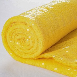 ShiDianYi Yellow Sequin Fabric 15Ft 5 Yard Sequin Fabirc for Sewing Glitter Fabric by The Yard Yellow Sparkle Fabric for Dress Sequin Mesh Fabric for Baby Shower Party Decoration