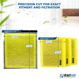 RAYAIR SUPPLY 12x12 Replacement Filter Pads Designed to Fit MicroPower Guard Air Cleaner 12x12 Refills (3 Pack) YELLOW