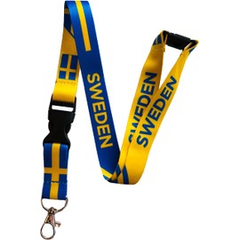European Country Lanyard/Badge Holder with Safety Breakaway & Detachable Clip (1, Sweden)