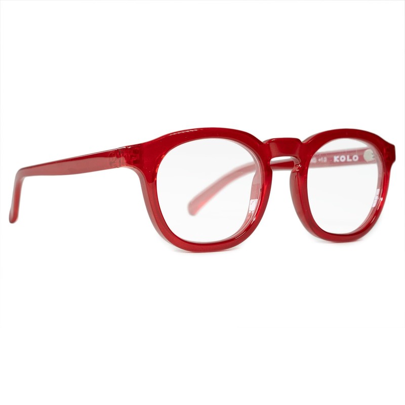 Kolo Webster Premium Reading Glasses, Classic Square-Shaped Style, Red, 1.0