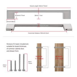 TUNNY 10 Pack Classic Cabinet Handles-6.3"/160mm Screw Spacing Brushed Nickel Furniture Hardware Handles for Kitchen Cabinets Bedroom Cabinet Pull