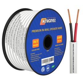 KENGIYEL 16/2 Speaker Wire (100 Feet) 16AWG Gauge in Wall Audio Speaker Wire, Fire Safety CL2 CL3 Rated Audio Speaker Cable/ 16 Gauge-2 Conductors CCA (Copper Clad Aluminum) Electrical Hookup Wire