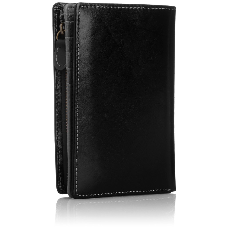 Vaselon Hearts Round Zip Matte Leather Wallet, Black/Black, black