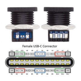 CY 5pcs/Set DIY OEM Type C Female Socket Connector to 6Pin PCBA Pinout Scew Nut Mount Type DC 5V/20V PD Power