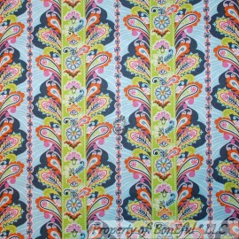 Blend BonEful Fabric FQ Cotton Quilt Blue White Gray Paisley Flower Dot Stripe Boho TX
