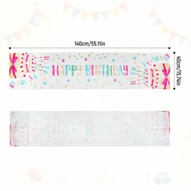 KJLEEN Table Runner Birthday Girl Boy Happy Birthday Table Runner Tablecloth Birthday Children Table Decoration Birthday for Indoor Outdoor Birthday Party Living Room Decor White 40 x 140 cm
