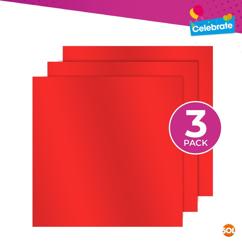 3pk Red Table Cover | 121 x 121cm Red Table