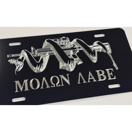 Engraved Molon Labe Second Amendment Car Tag Diamond Etched Vanity License Plate