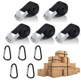 Lashing Strap Mounting Strap, Pack of 5 (1.5 m x 2.5 cm), Tadpolez Fastening Strap with Carabiner, Lashing Straps with Hooks, Adjustable Lashing Straps with Ratchet, for Car, Bicycle, Motorcycle,