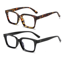 CVVTSPE Retro Spring hinge Womens Readers,Blue Light Blocking Computer Square Reading Glasses for Women Men (Light Black&Brown Tortoise, 2, multiplier_x)