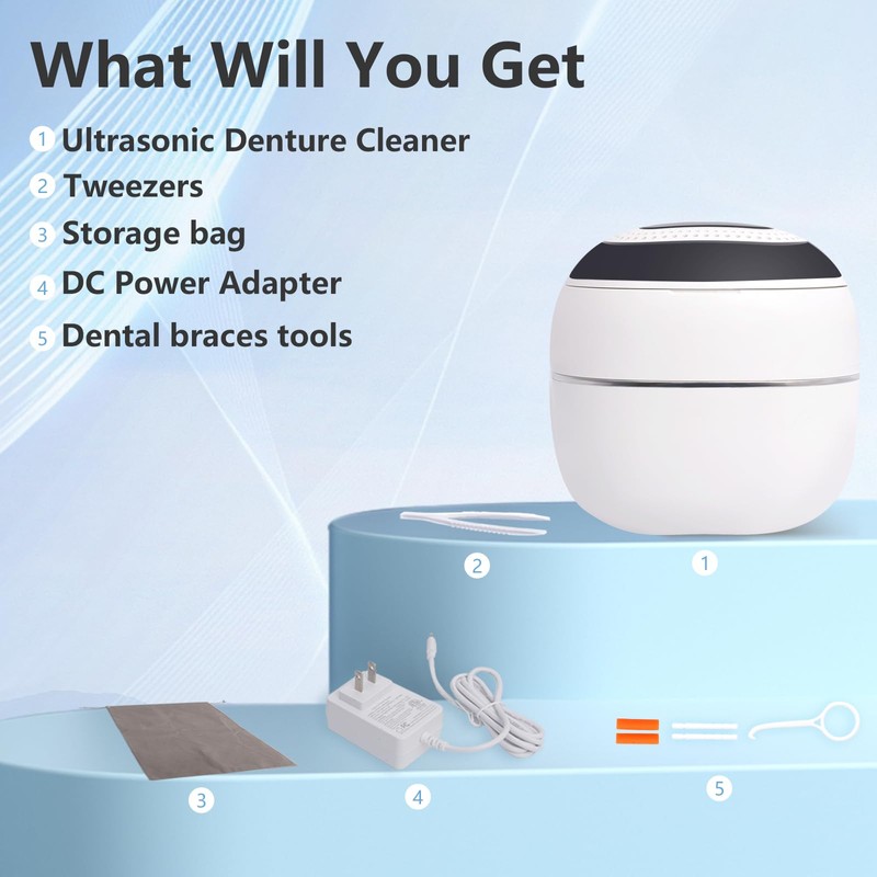 Ultrasonic Retainer Cleaner, Retainer Cleaner Machine for Dentures, Mouth Guards,