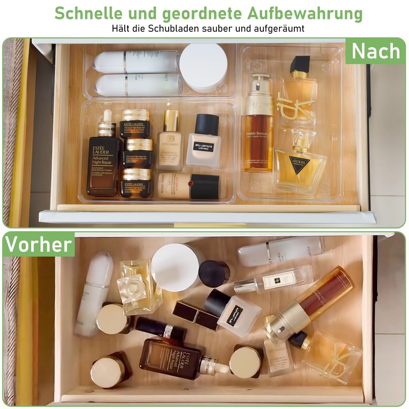 6 Pieces Clear Drawer Organiser, Orgeniser Boxes, Dressing Table, Sorting