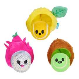 Barkbox Dog Toys – Fruity Cutie Tropical Trio Squeaker Ball Interactive Chew Toys – Durable & Tough Tennis Balls, Training, Exercise & Beating Boredom – Stimulating Plush, Small