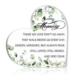Sympathy Gift In Loving Memory Bereavement Gift Acrylic Heart Memorial Gift Sympathy Table Decorations Present for Loss of Loved One Remembrance Gift (Leaves Style)