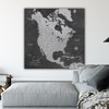 Holy Cow Canvas Grey North America Map on Canvas, Travel