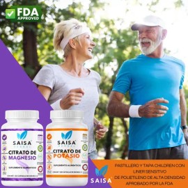 Citrato de Magnesio + Citrato de Potasio | 120 Cáps c/u | Saisa Herbal | Suplemento Alimenticio Calidad Premium | Energía, Anticalambres y Recuperación Muscular