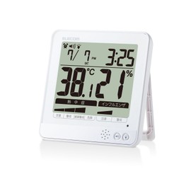 Elecom OND-04WH Digital Temperature and Humidity Warning Meter, Heatstroke and Virus Prevention, Warning Alarm, Easy to Read Large Screen, White
