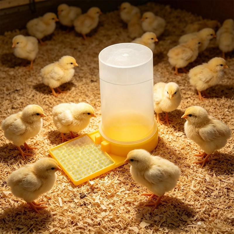 2 Pack Quail Waterer with Yellow Tray, 500ml Large Capacity