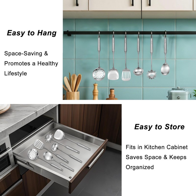 304 18/8 Stainless Steel Kitchen Utensils Set 11 Pcs Long
