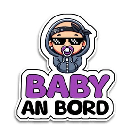 Baby on Board Sticker Car, Baby Thug Car Sticker, Baby on Board Sticker 16 x 16 cm, Weatherproof and UV-Resistant Sticker Car, Sticker Baby and Car Baby for Safe Drives with Your Child
