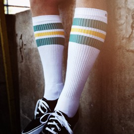 Spirit of 76 Men's & Women's High Retro Socks - White, green, yellow, size: 39-42