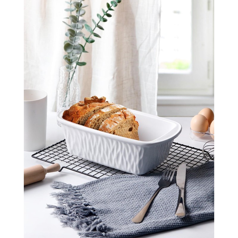 NUTRIUPS 9 x 6 Inch Rectangular Ceramic Loaf Pan for